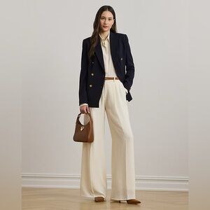NWT Double-Faced Georgette Wide-Leg Pant, Ralph Lauren